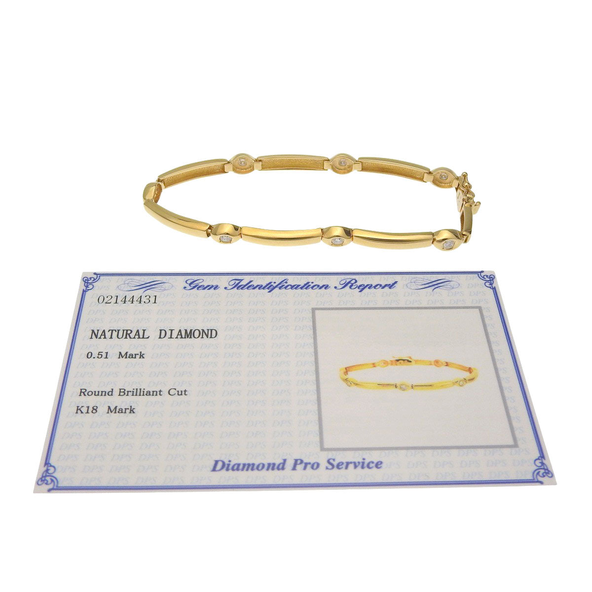ダイヤモンド ブレスレット D0.51 K18YG 13.9g