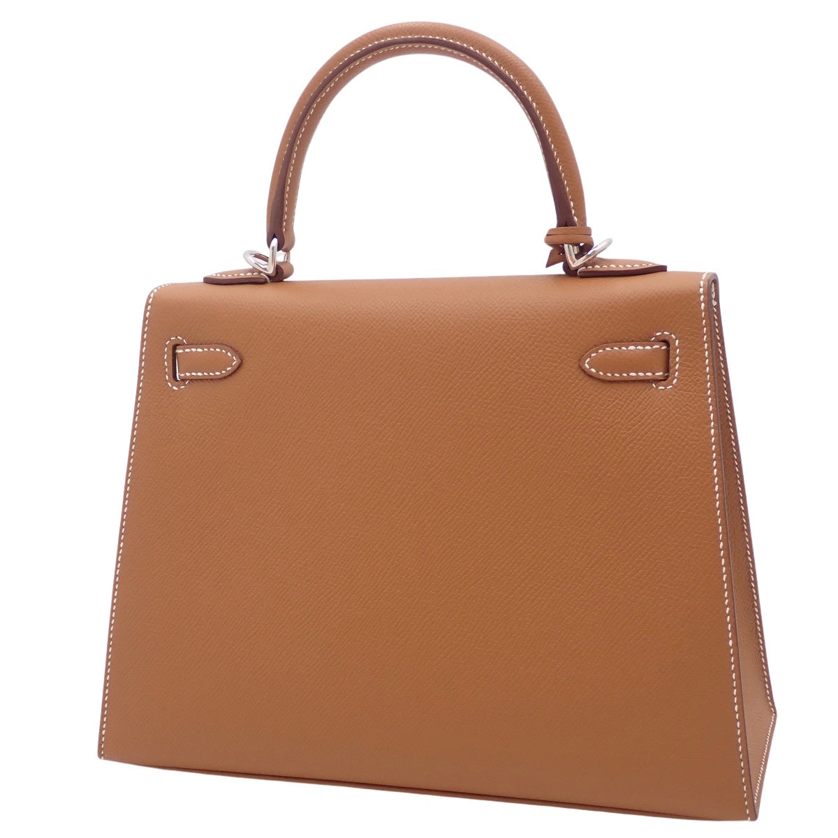 Kelly 25 (exterior stitching), Epsom calfskin, palladium hardware, gold or silver hardware, B stamp.