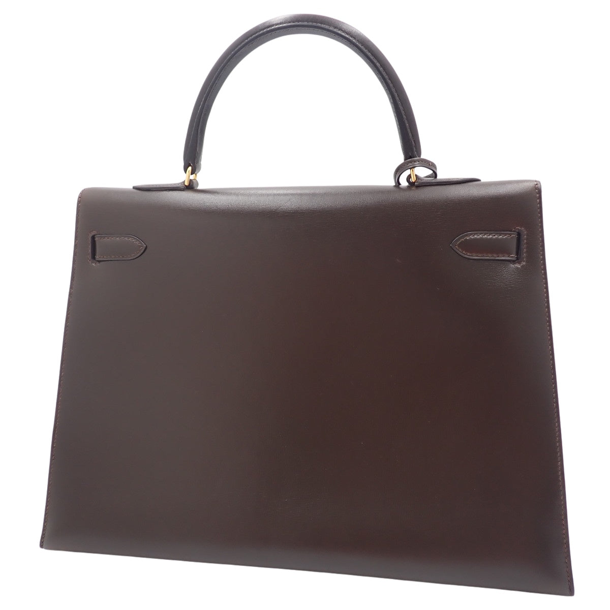 Kelly 35 (Exterior Stitched) Box Calfskin, Marron Foncé (Dark Brown), Gold Hardware, 〇I Stamp