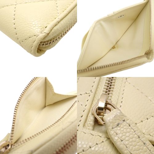 Matelasse Coco Mark 拉链迷你钱包，奶油鱼子酱色