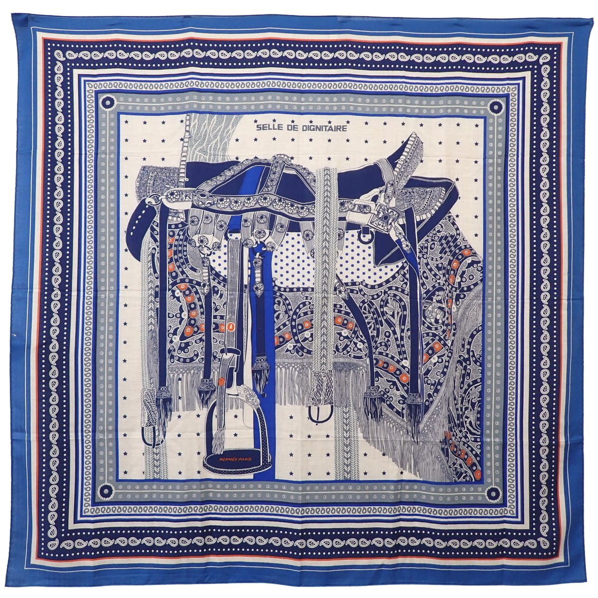 SELLER DE DIGNITAIRE 高官鞍座  卡莱吉安 卡莱140 羊绒丝绸 宝蓝色/海军蓝/自然色