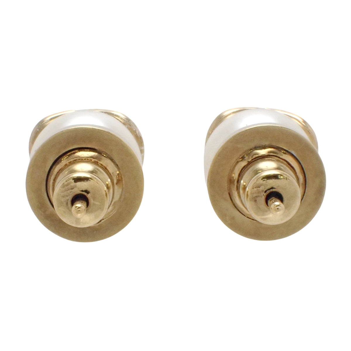 V-logo signature pearl bead earrings, metal (GP)