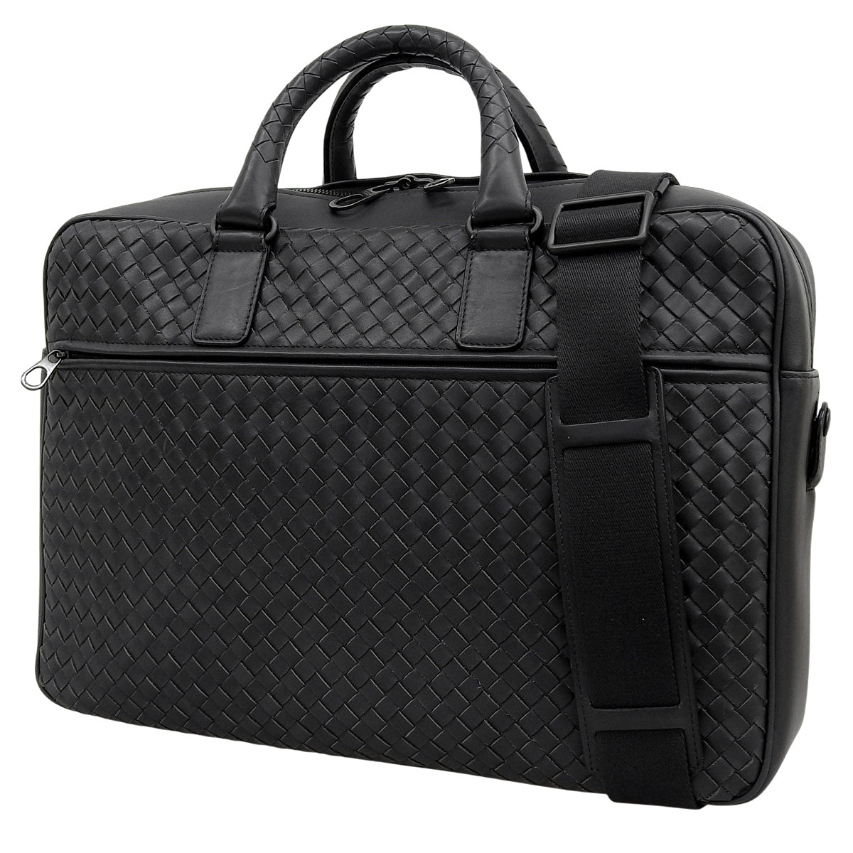 Intrecciato Business Bag, Leather, Gray, 163292