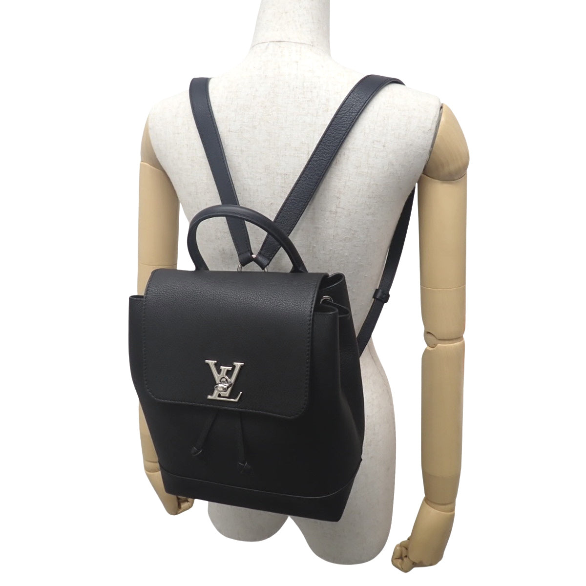 Lockme 黑色真皮双肩包 M41815