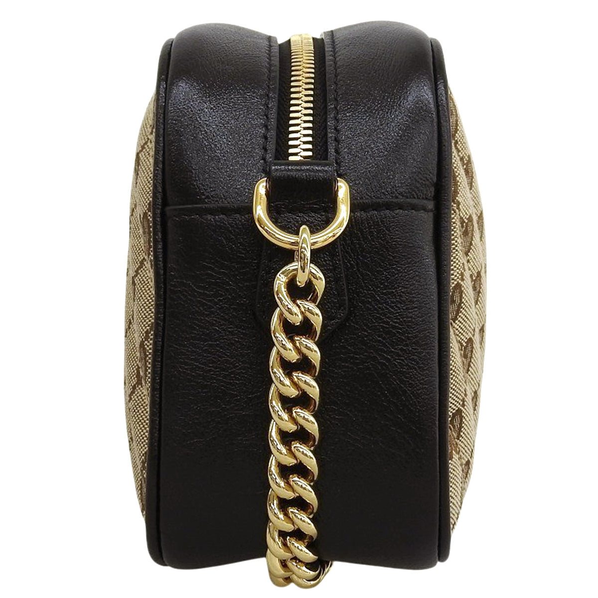 GG Marmont Small Camera Bag in Beige and Black GG Canvas (447632)