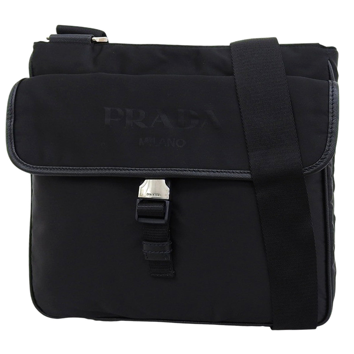 トライアングルロゴ ショルダーバッグ ナイロン サフィアーノレザー NERO ネロ VA0269