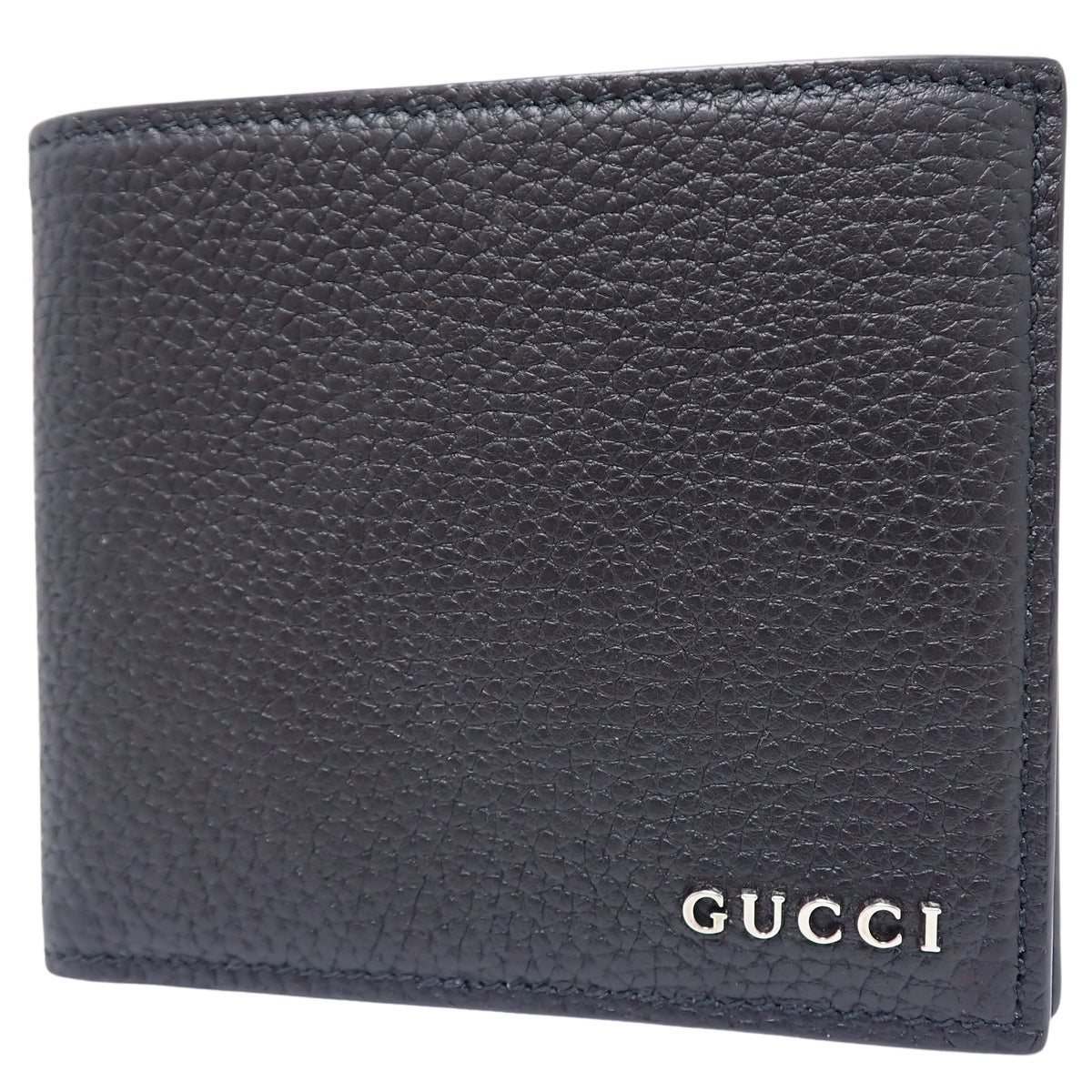 GUCCI Logo 双折钱包，黑色真皮，771153 AABXM 1000