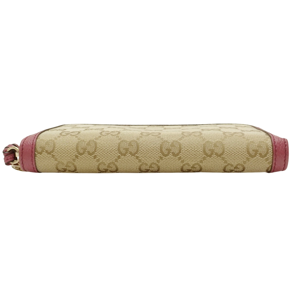 GG Round-Zip Long Wallet, GG Canvas Leather, Beige/Pink, 394005