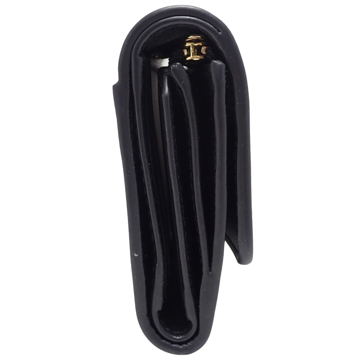 黑色皮革三折钱包