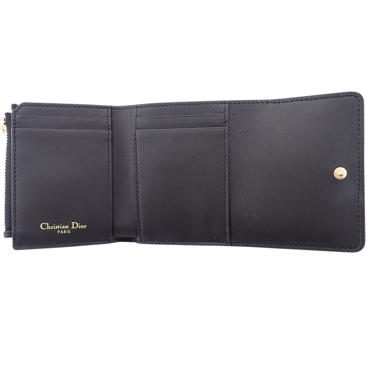 黑色皮革三折钱包