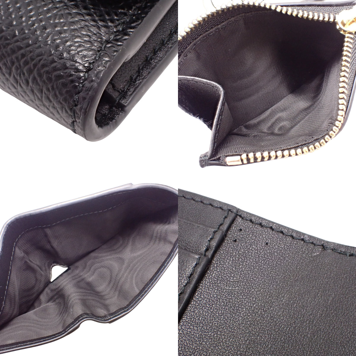 黑色皮革三折钱包