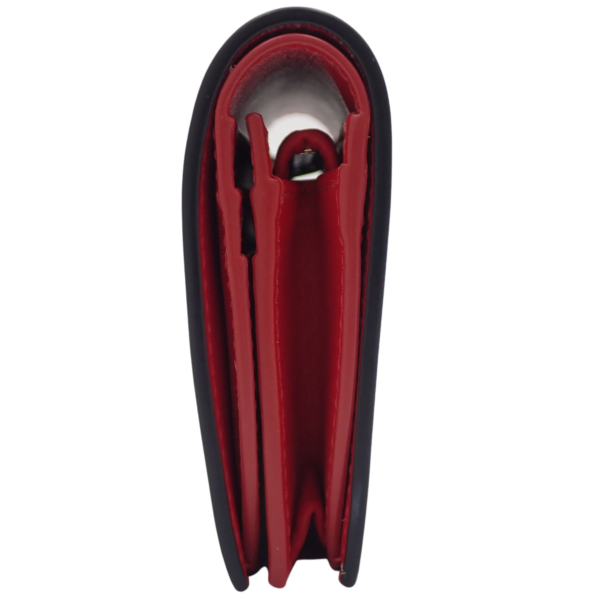 Gancini 对折钱包，小牛皮，黑色和红色，22-0627