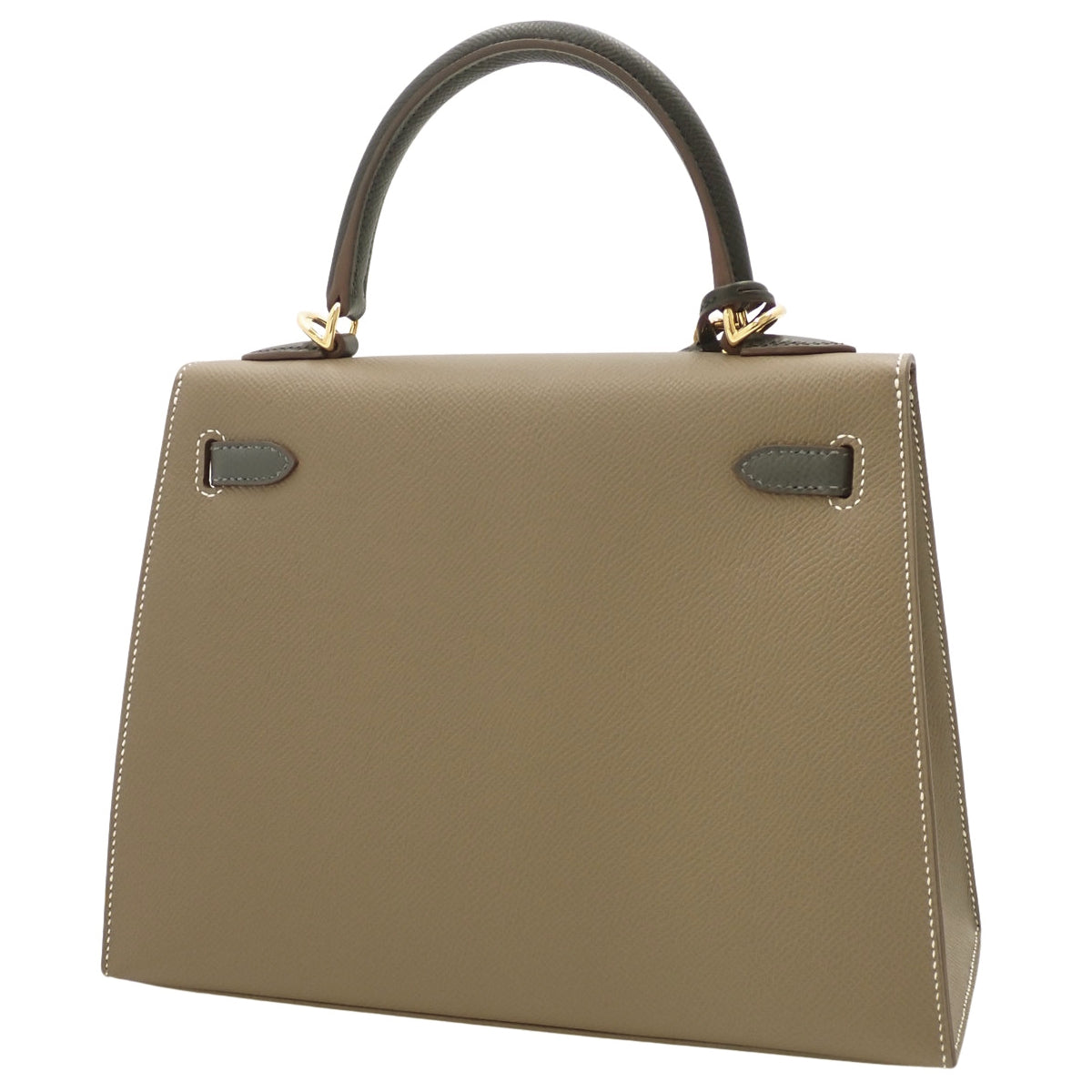[Unused] Kelly 25 (Exterior Stitched) Epsom Calfskin, Etoupe/Slate/Black, Gold Hardware, W Stamp