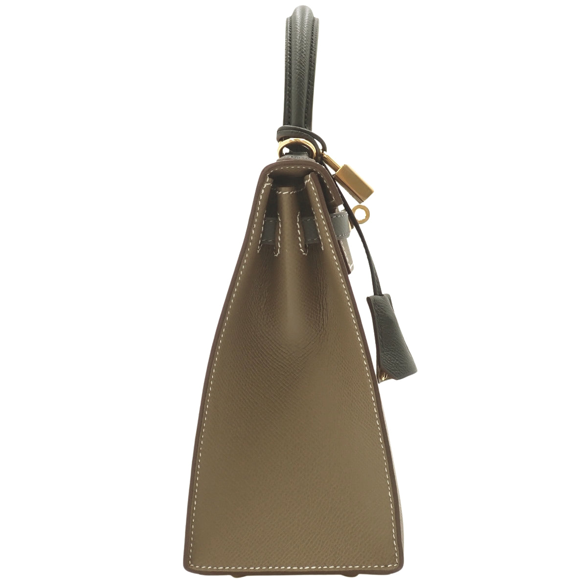 [Unused] Kelly 25 (Exterior Stitched) Epsom Calfskin, Etoupe/Slate/Black, Gold Hardware, W Stamp