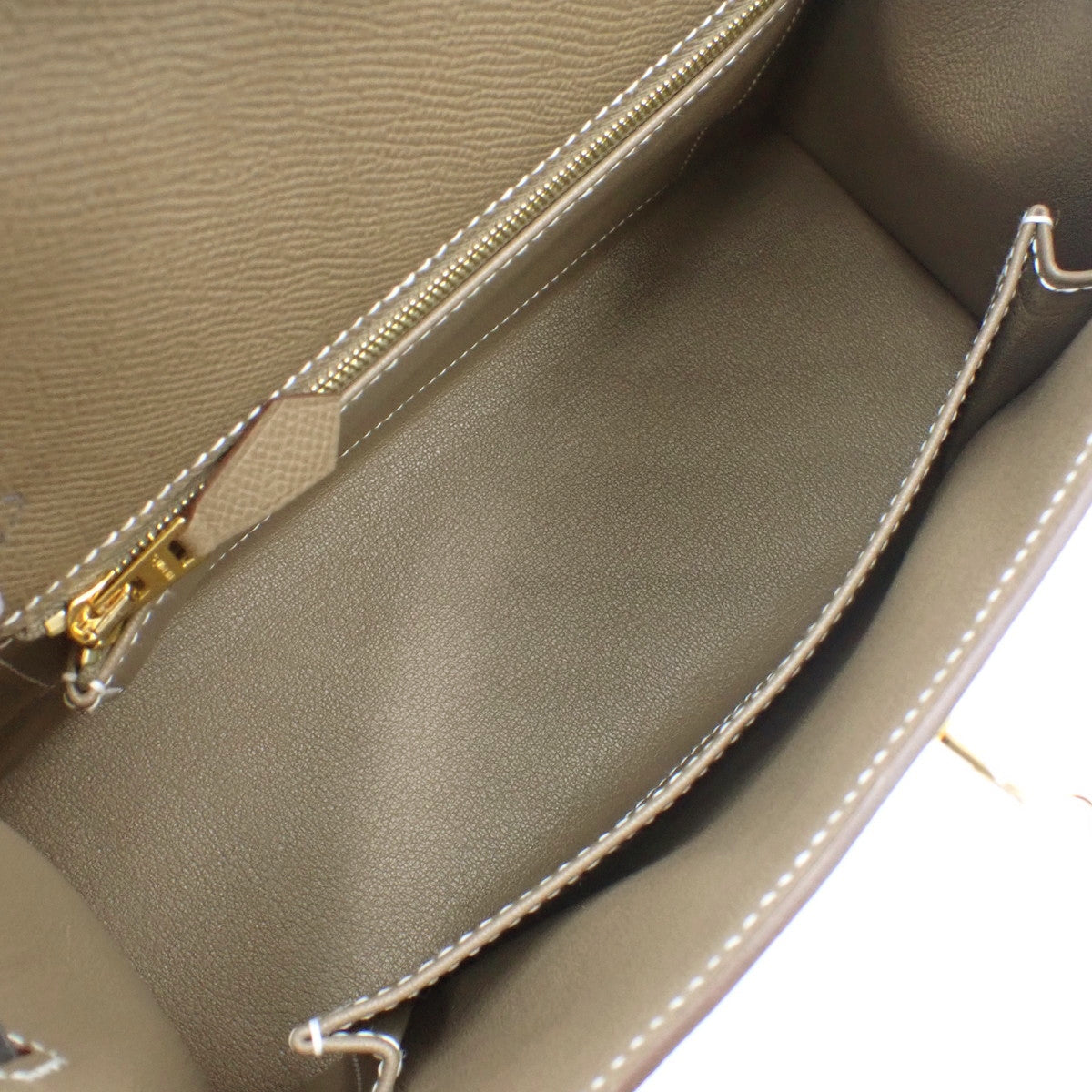 [Unused] Kelly 25 (Exterior Stitched) Epsom Calfskin, Etoupe/Slate/Black, Gold Hardware, W Stamp