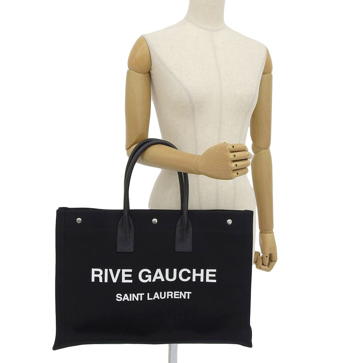 Rive Gauche Tote Bag in Cotton and Black (GNR509415)