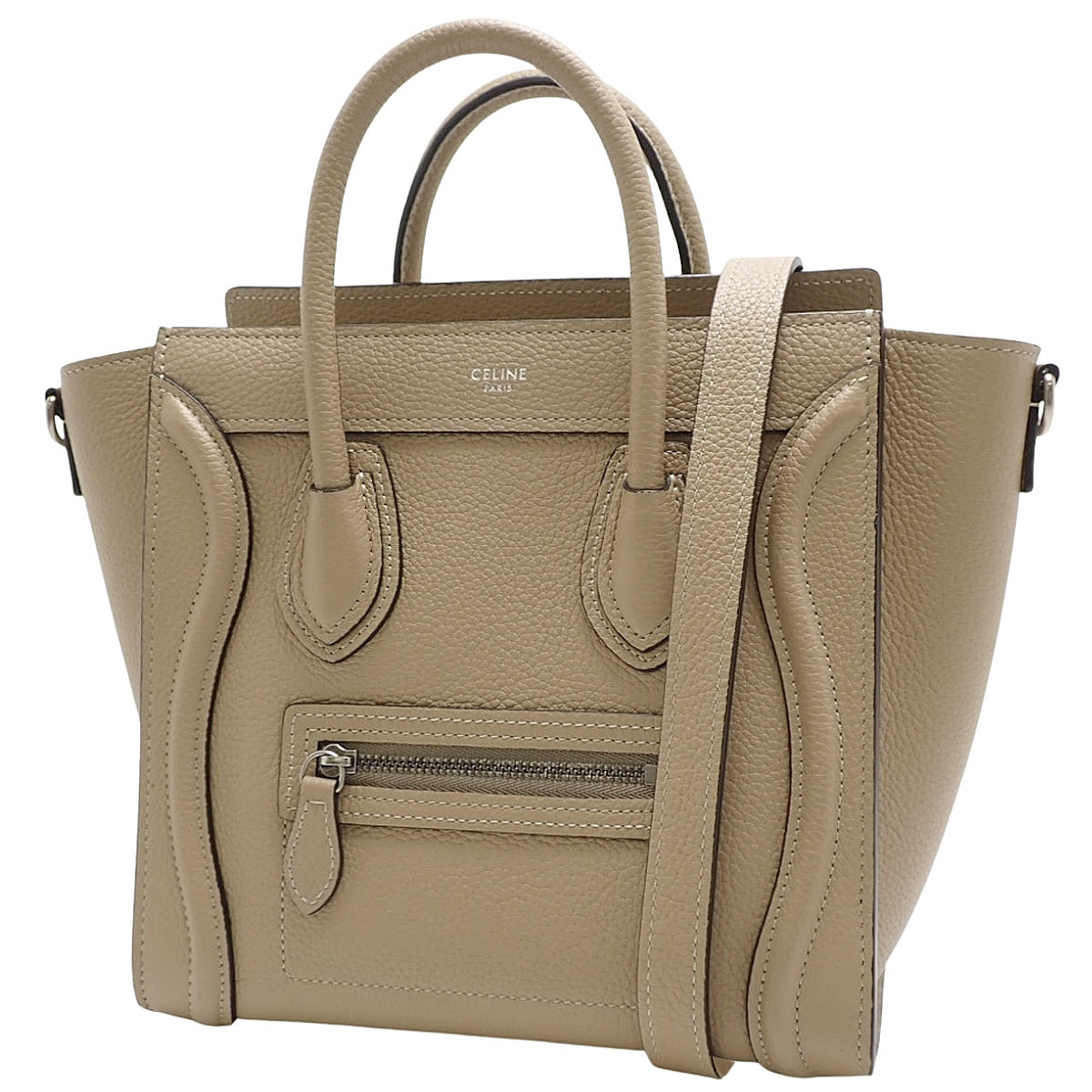 Luggage Nano Shopper 行李箱，采用沙丘色小牛皮制成