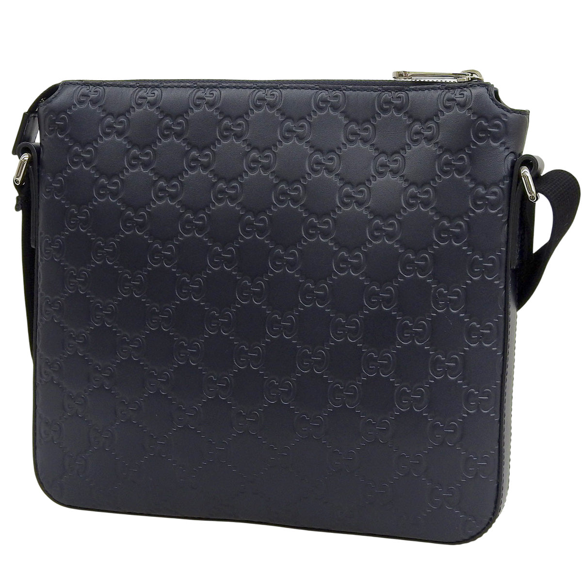 Guccissima 皮革单肩包，海军蓝，406410