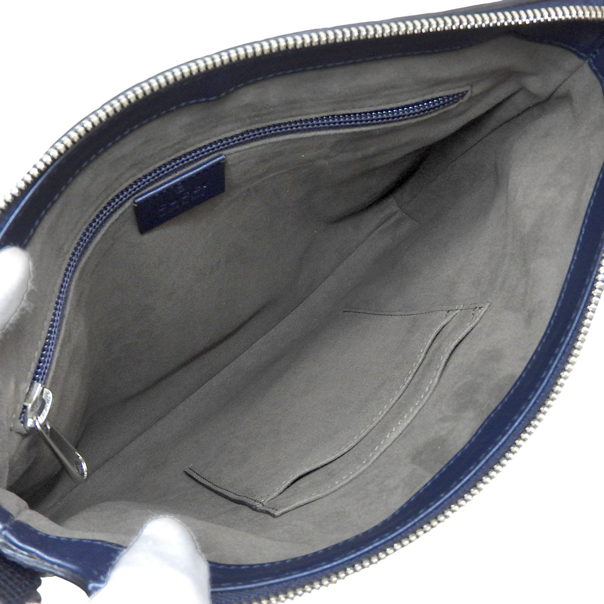 Guccissima 皮革单肩包，海军蓝，406410