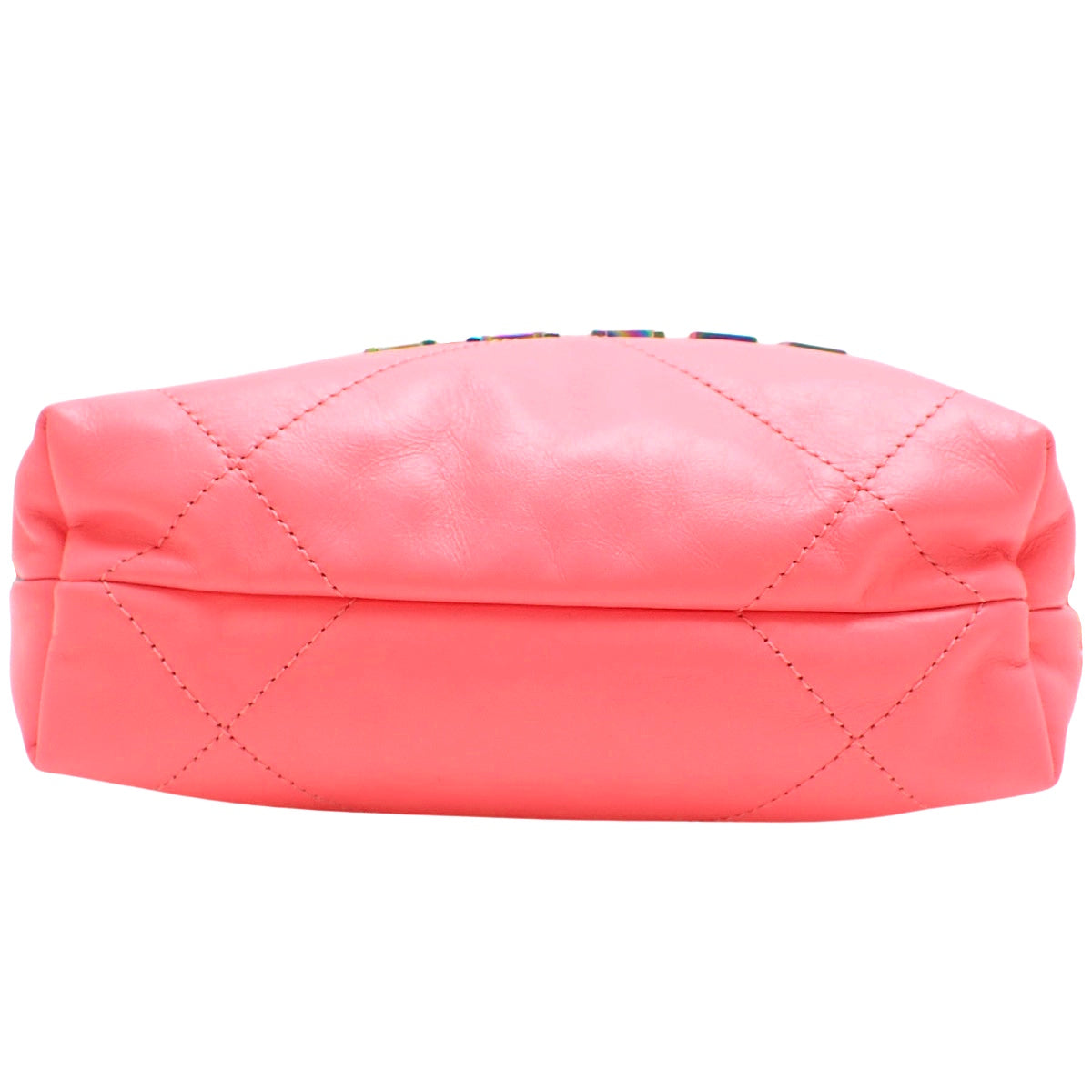 香奈儿 Matelassé 22 迷你手提包，亮面小牛皮，珊瑚粉色 AS3980