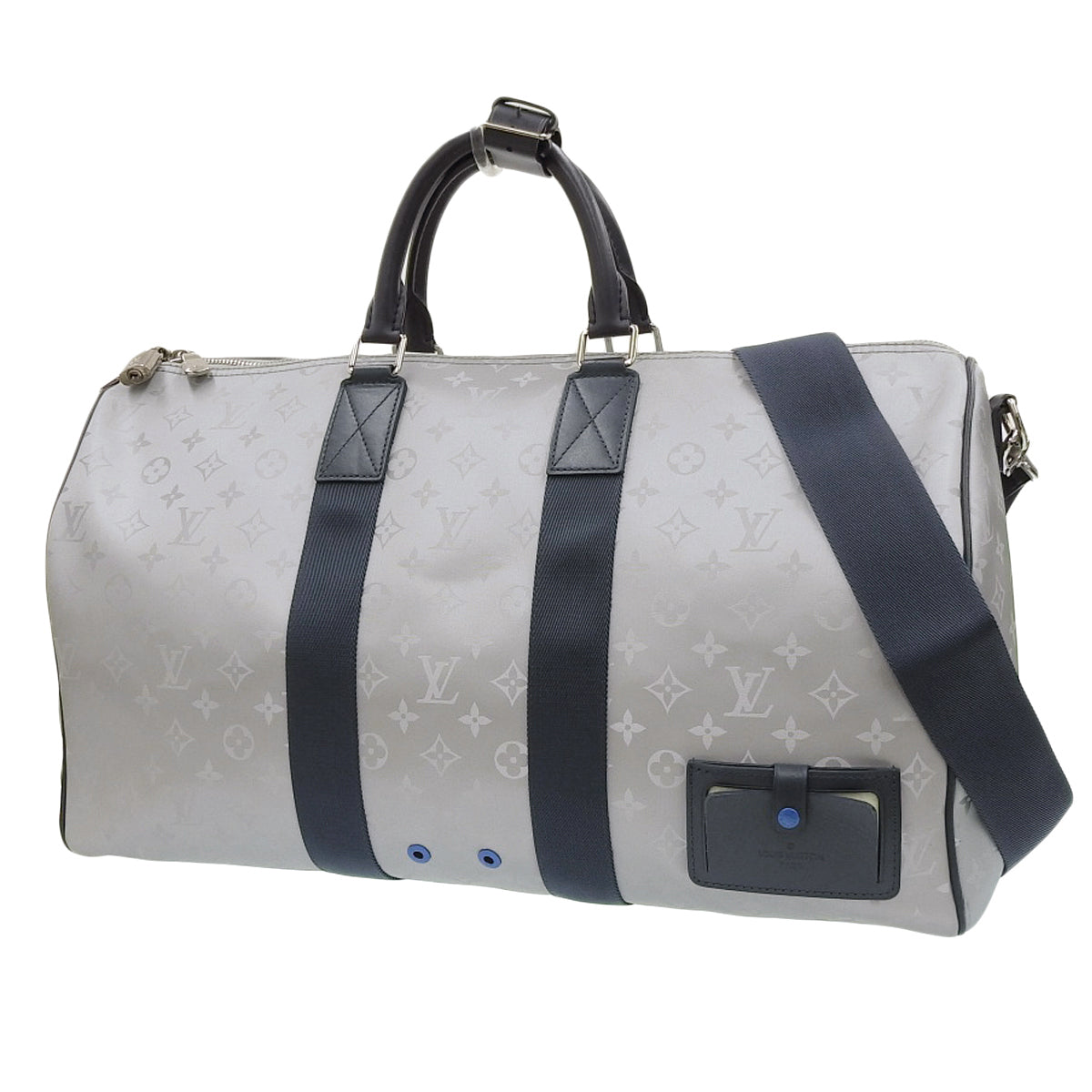 Monogram Satellite Keepall Bandouliere 50 皮革银色海军蓝 M44170