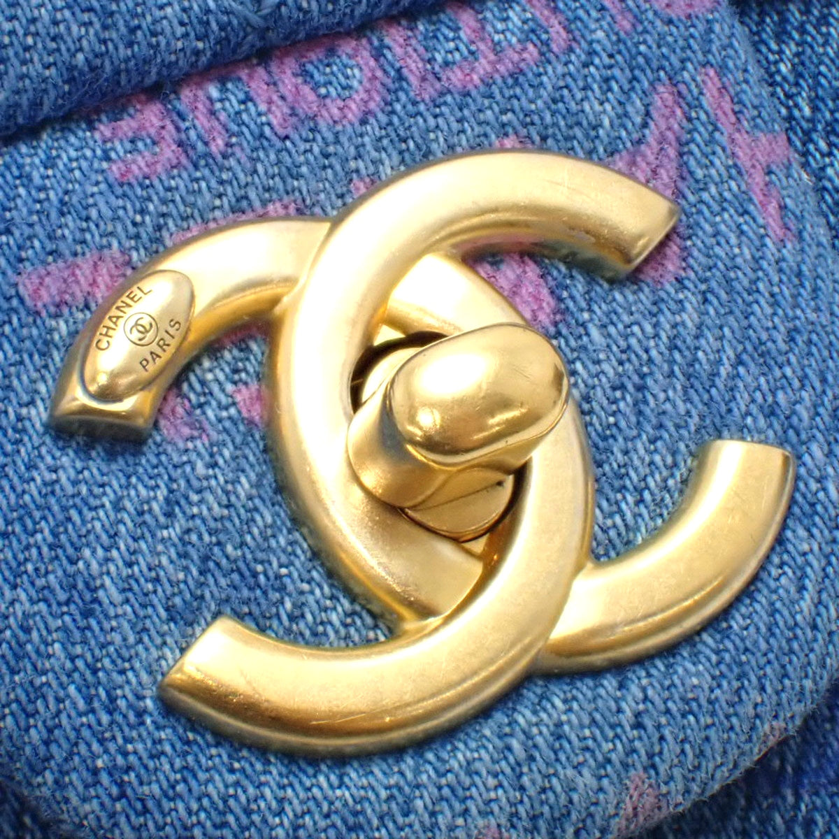 绗缝链条单肩包，小号，棉质牛仔布，蓝色，多色，AS3134