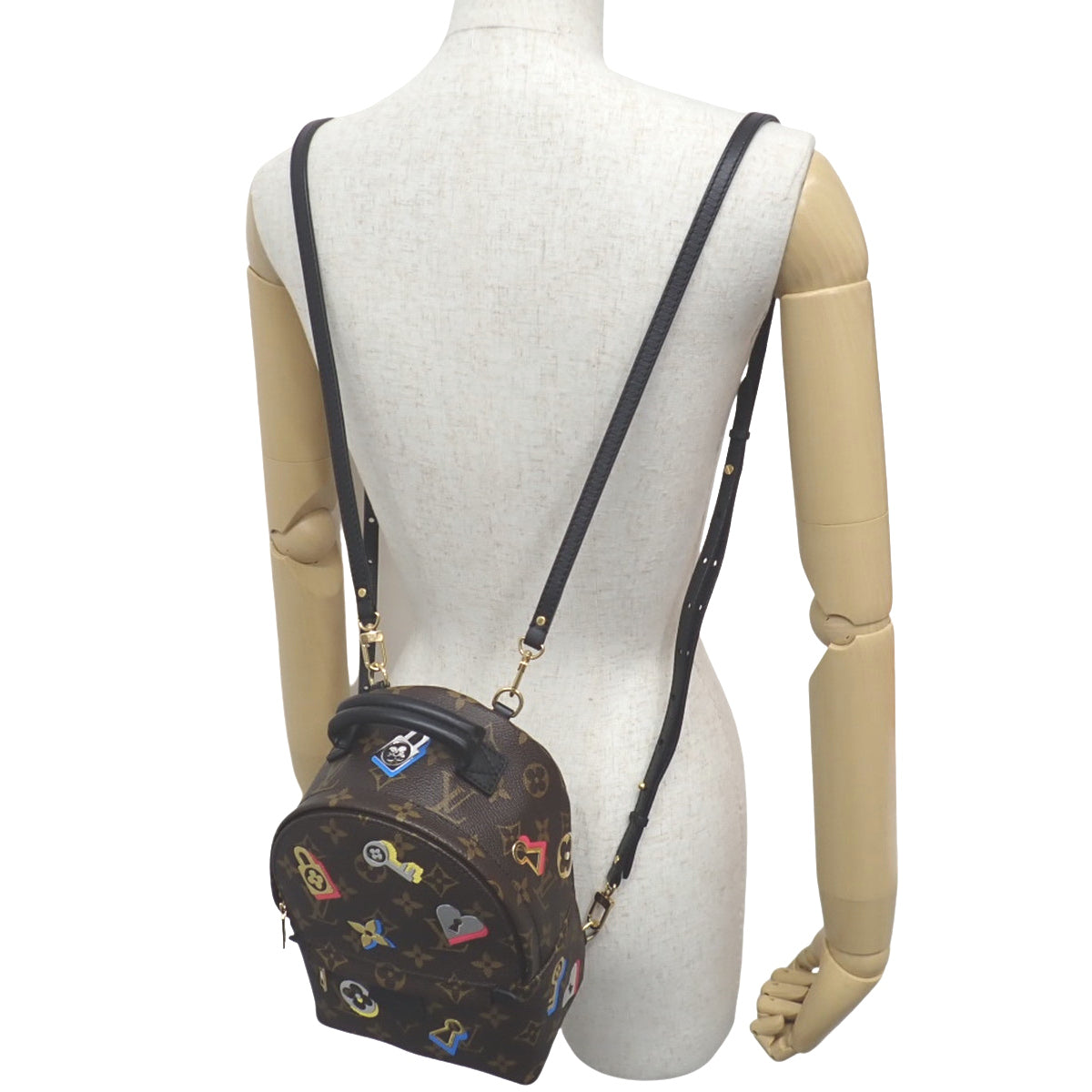 Monogram Lovelock Palm Springs迷你背包，棕色/多色，M44367