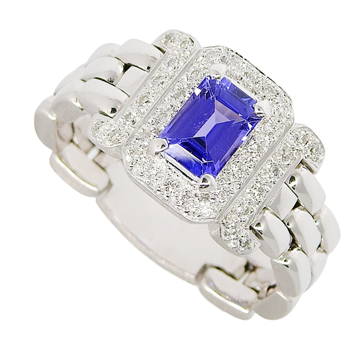 Tanzanite and Diamond Ring TZ1.06/D0.30 White Gold K18WG 11.0g
