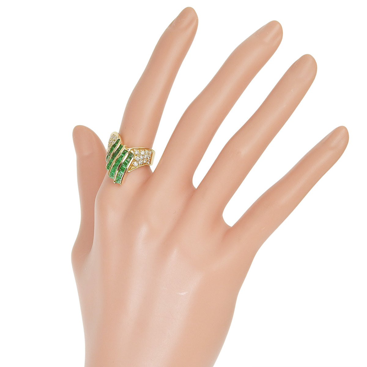 エメラルド ダイヤモンド リング E1.28/D0.46 イエローゴールド K18YG 7.9g