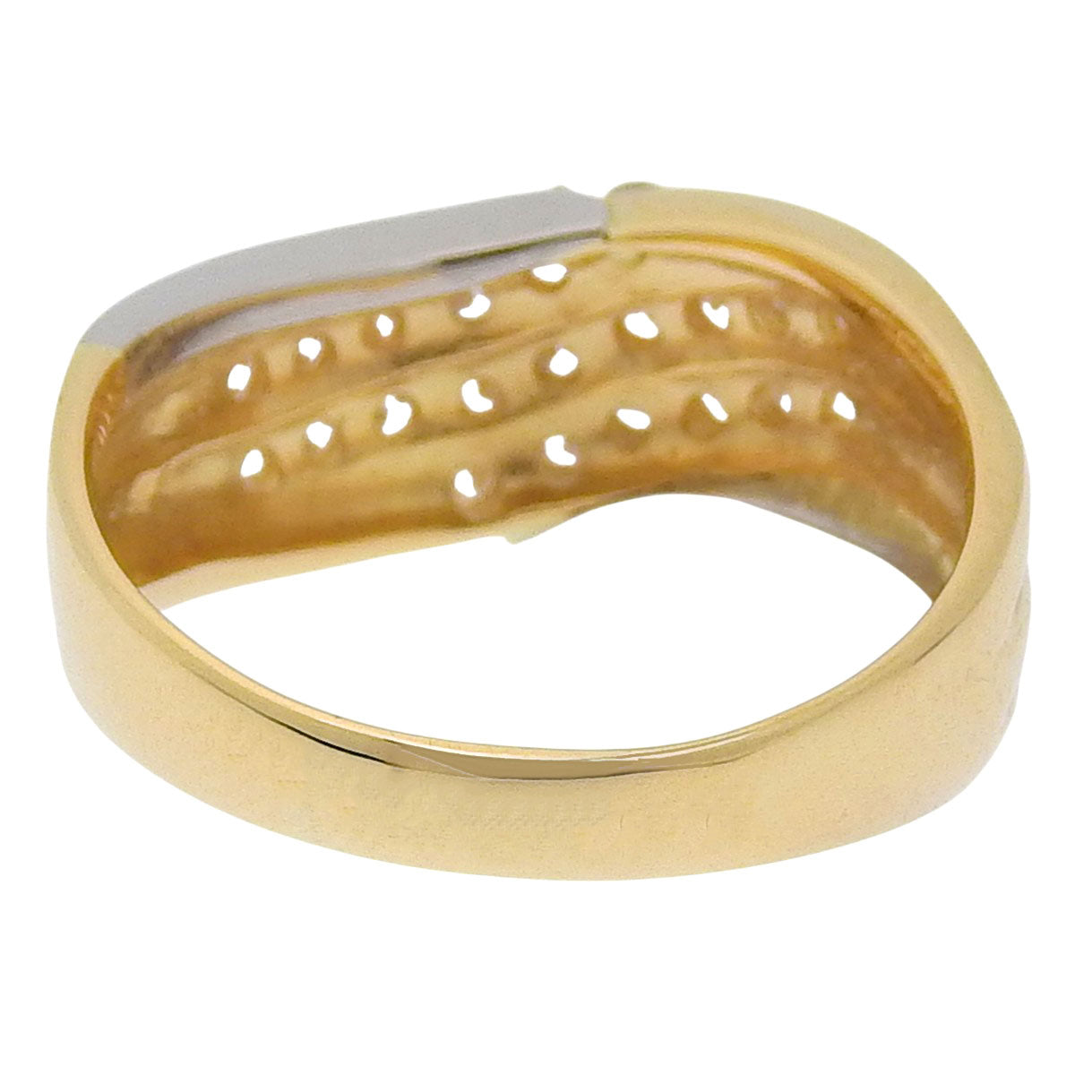 三連風 ダイヤモンド ウェーブ リング D1.00 K18YG Pt900 7.9g