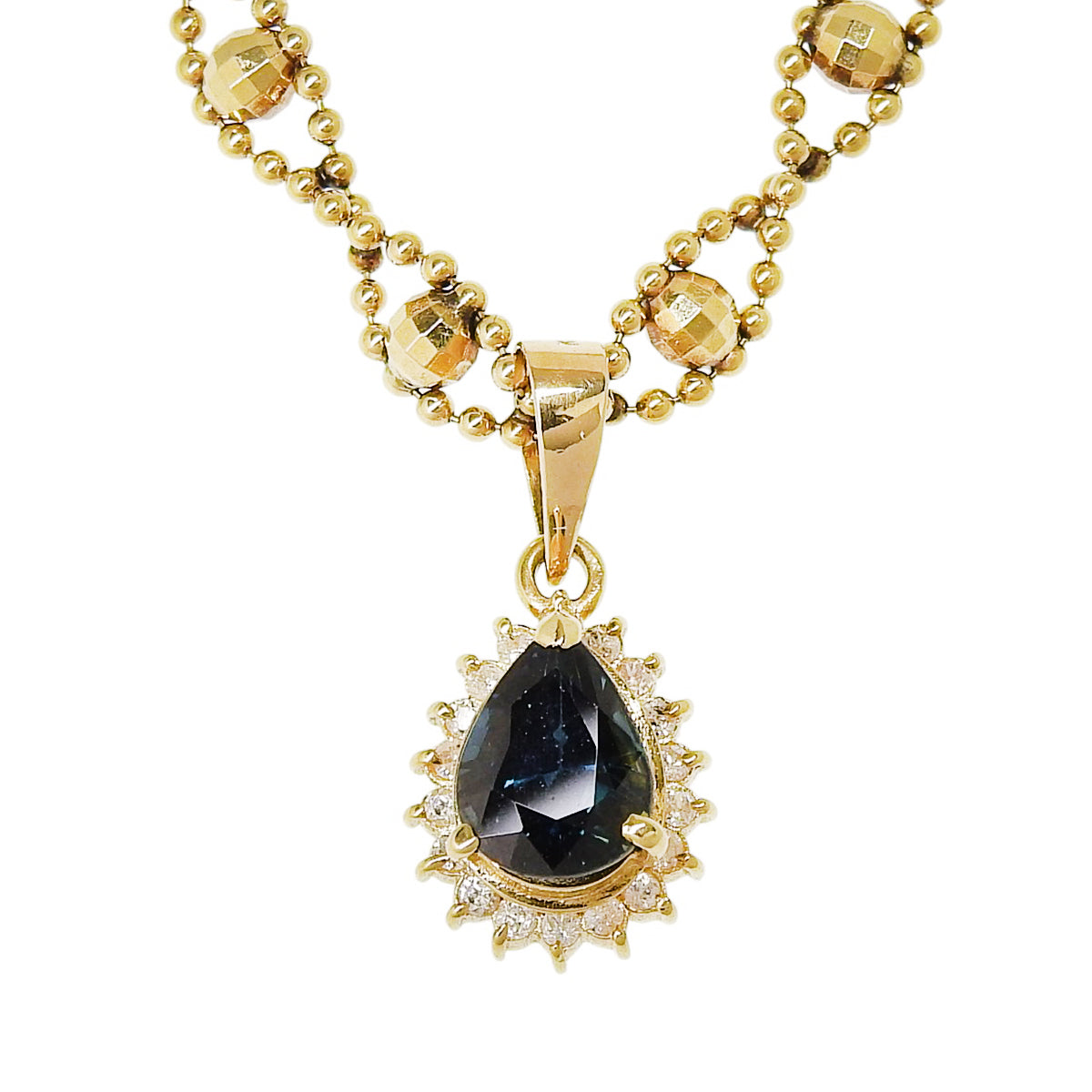 Sapphire and Diamond Chain Necklace, S1.0/D0.14, 18K Yellow Gold, 10.4g