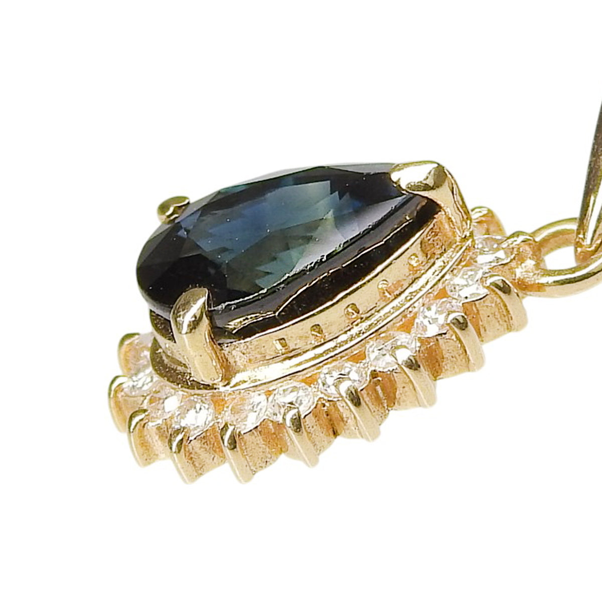 サファイア ダイヤモンド チェーン ネックレス S1.0/D0.14 イエローゴールド K18YG 10.4g