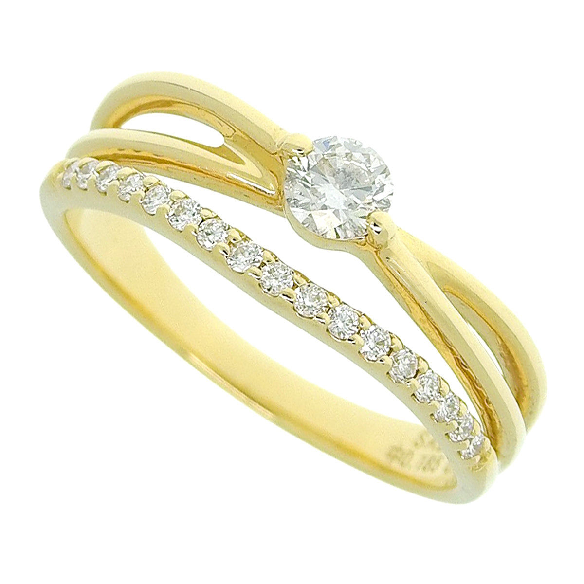 Diamond double ring D0.185/0.11 Yellow gold K18YG