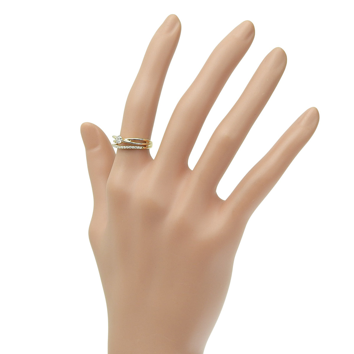 Diamond double ring D0.185/0.11 Yellow gold K18YG