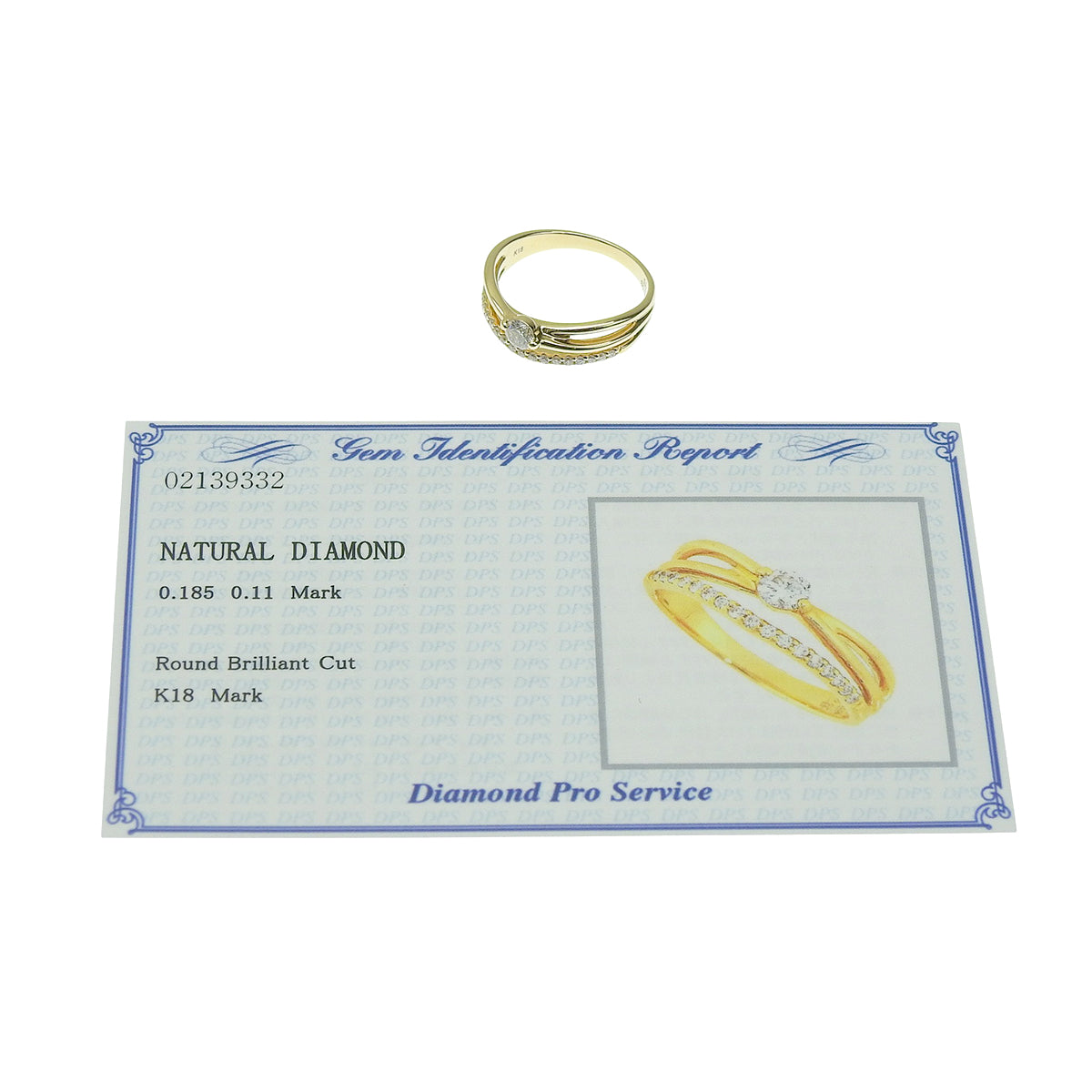 Diamond double ring D0.185/0.11 Yellow gold K18YG