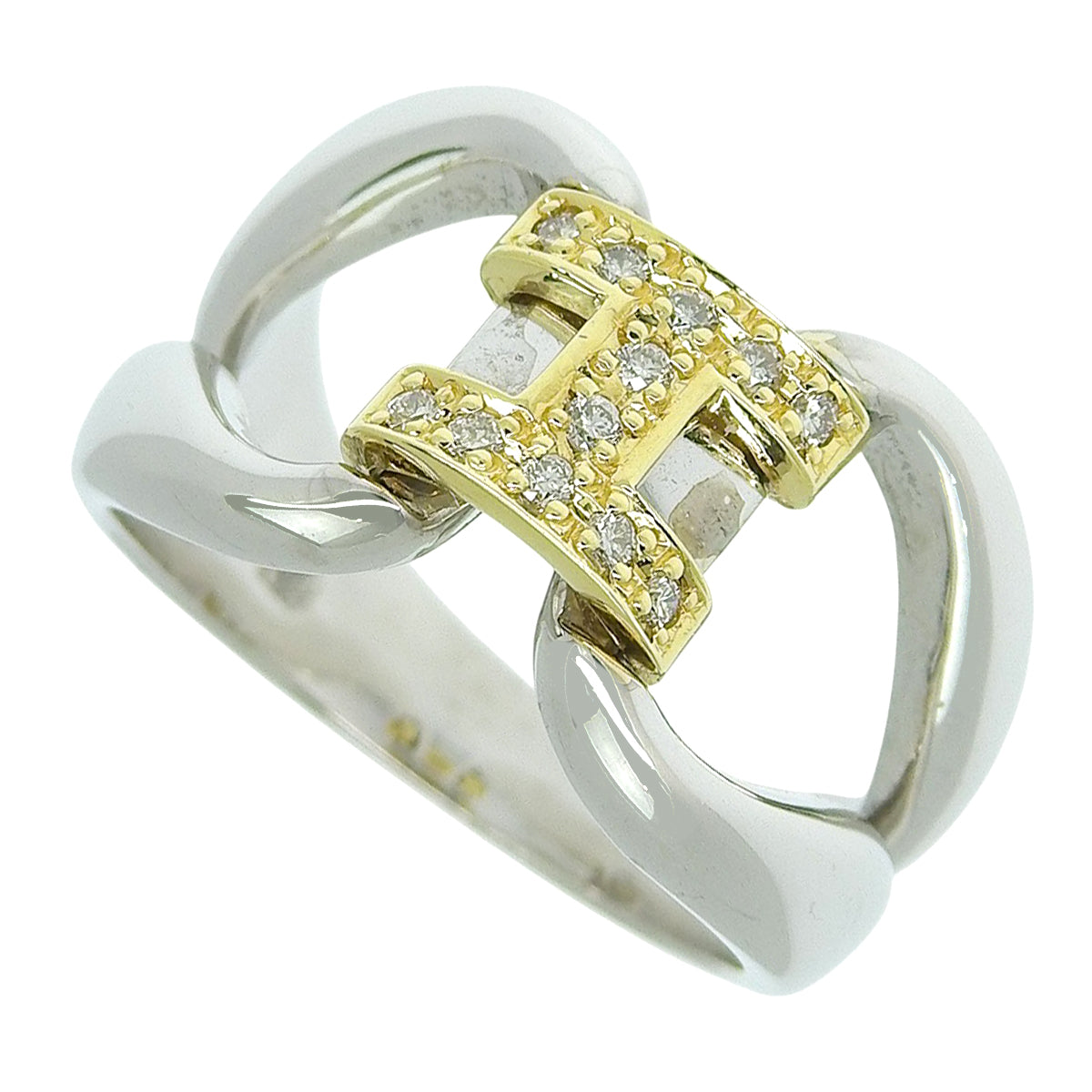 H logo ring D0.12 Yellow gold K18YG White gold K18WG
