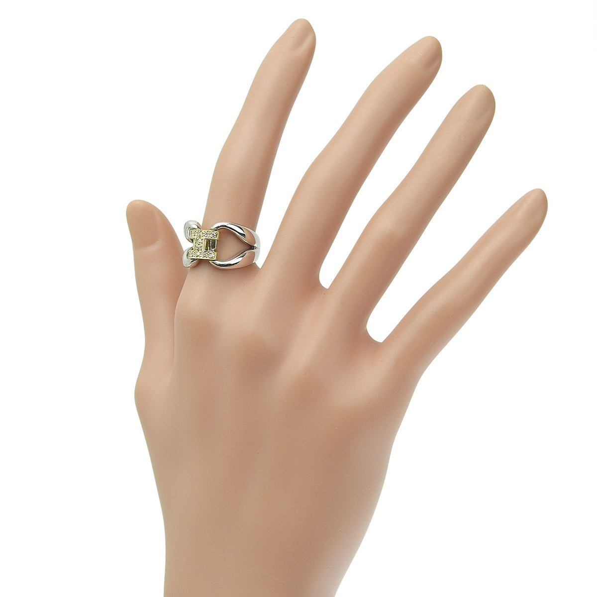 H logo ring D0.12 Yellow gold K18YG White gold K18WG