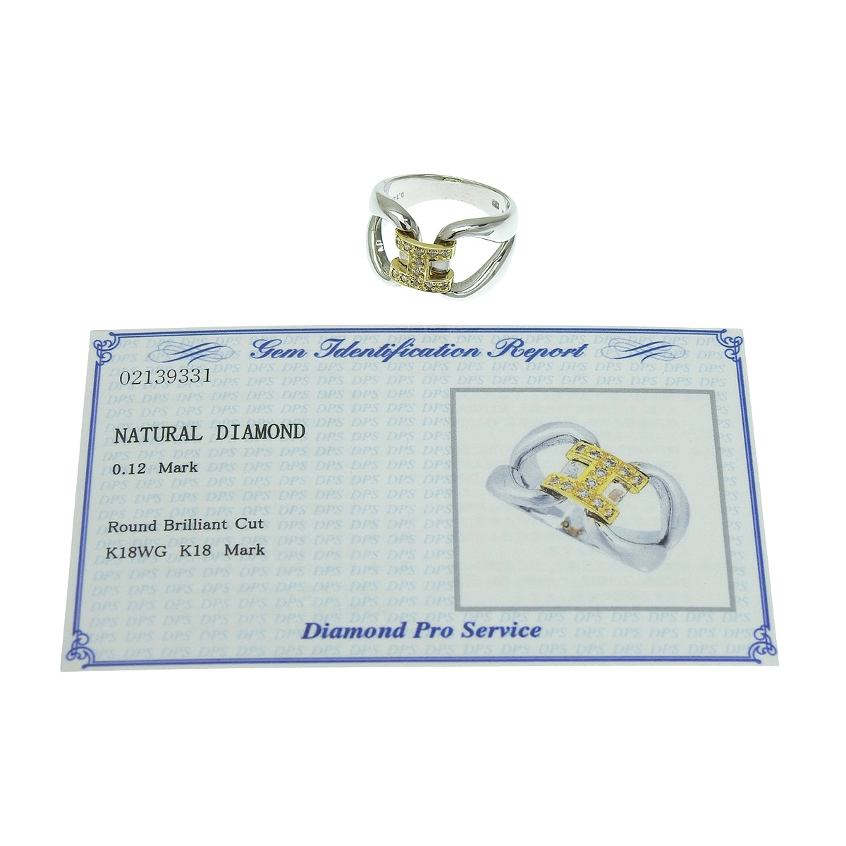 H logo ring D0.12 Yellow gold K18YG White gold K18WG