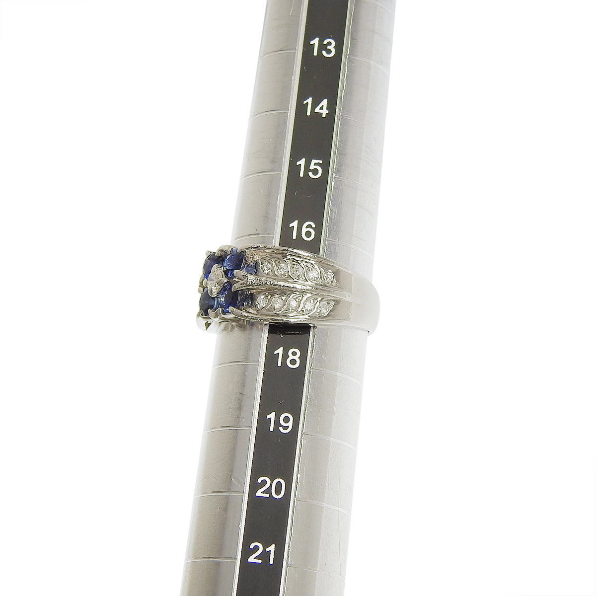 蓝宝石钻石戒指，尺寸 S0.85/D0.30，铂金 Pt900，12.6 克