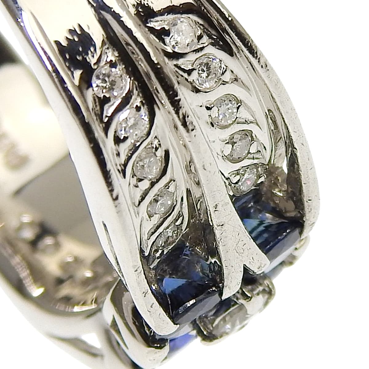 蓝宝石钻石戒指，尺寸 S0.85/D0.30，铂金 Pt900，12.6 克