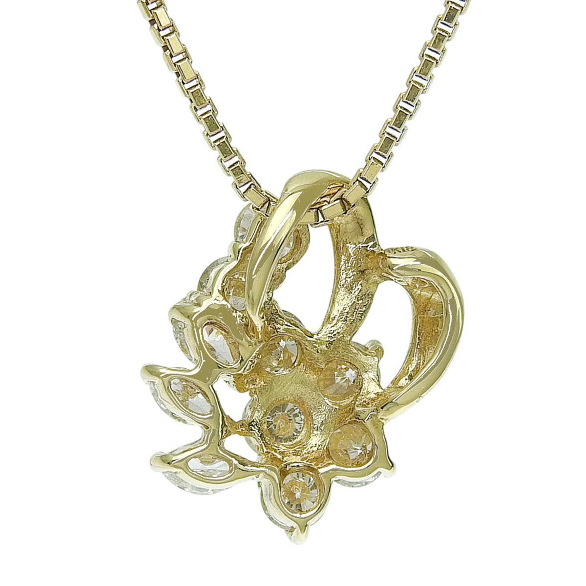 Diamond flower motif necklace D1.00 Yellow Gold K18YG