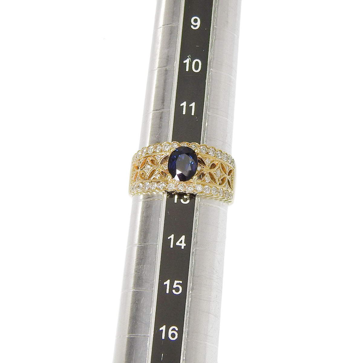 蓝宝石钻石戒指，尺寸 S0.90/D0.50，18K黄金，5.3克