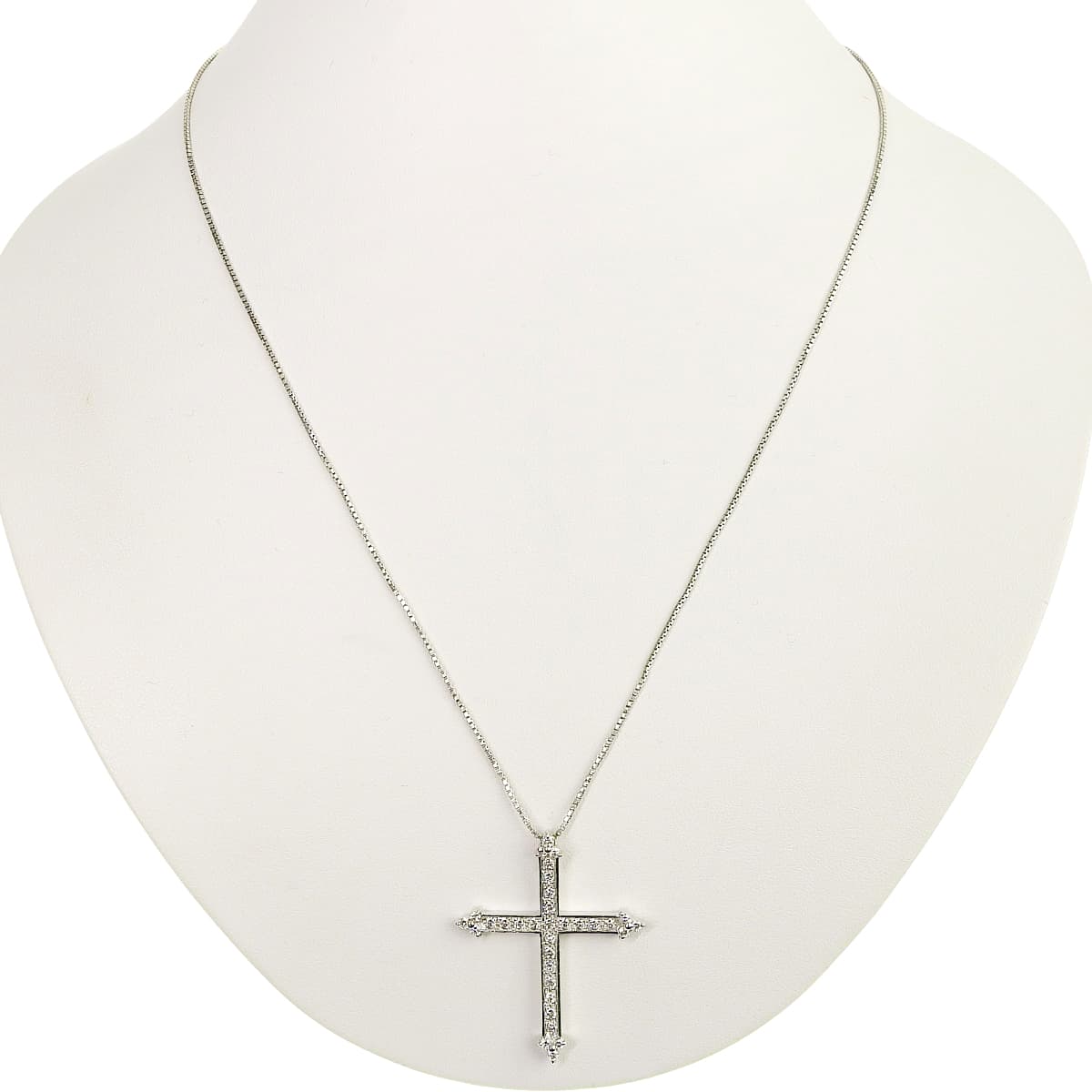 钻石十字架长项链 D0.86 白金 K18WG 12.8克
