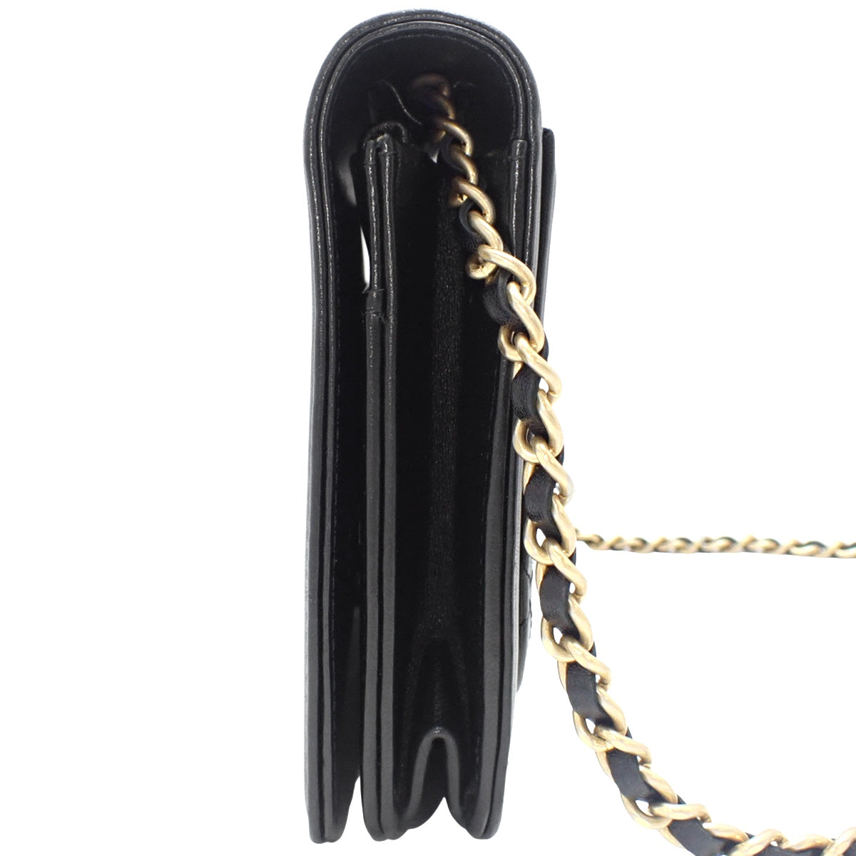 Coco Mark Icon 黑色羊皮链条钱包 AS1881