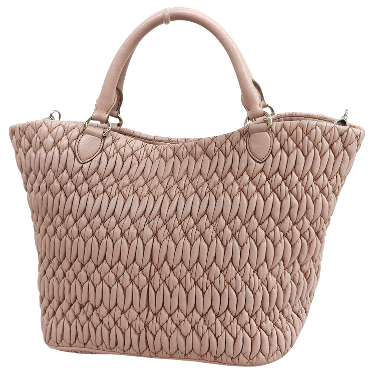 Matelasse Nappa Crystal 2-Way Bag in Pink Leather RN0896