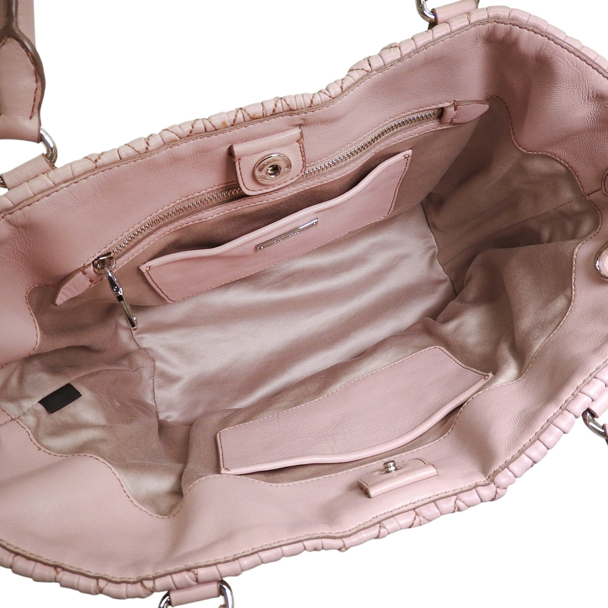 粉色皮革绗缝纳帕水晶两用包 RN0896