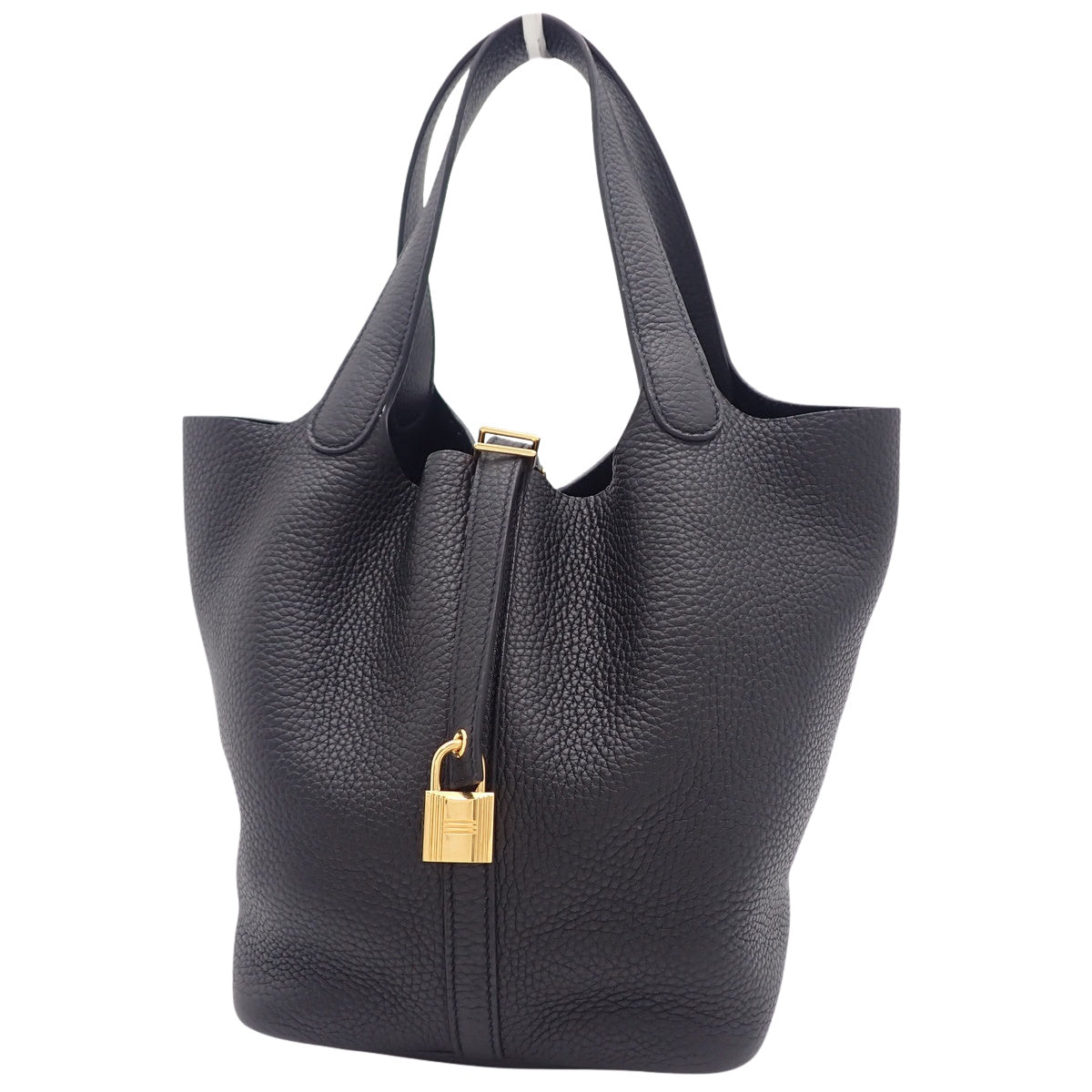 Picotin Lock MM，Taurillon Clemence皮革，黑色，金色五金件，Z刻印。