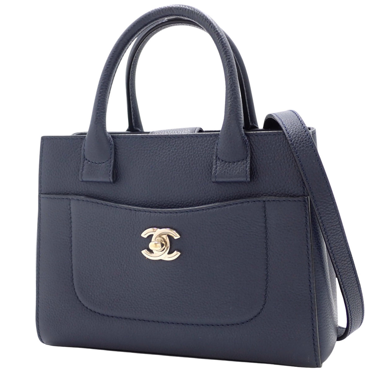 Neo Executive Tote 小号皮革海军蓝手提包 A69929