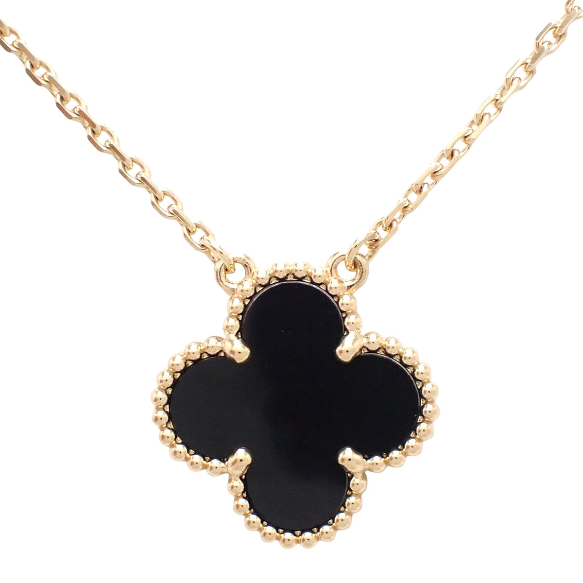 复古阿尔罕布拉吊坠，缟玛瑙和18K黄金材质，配饰，珠宝，四叶草图案