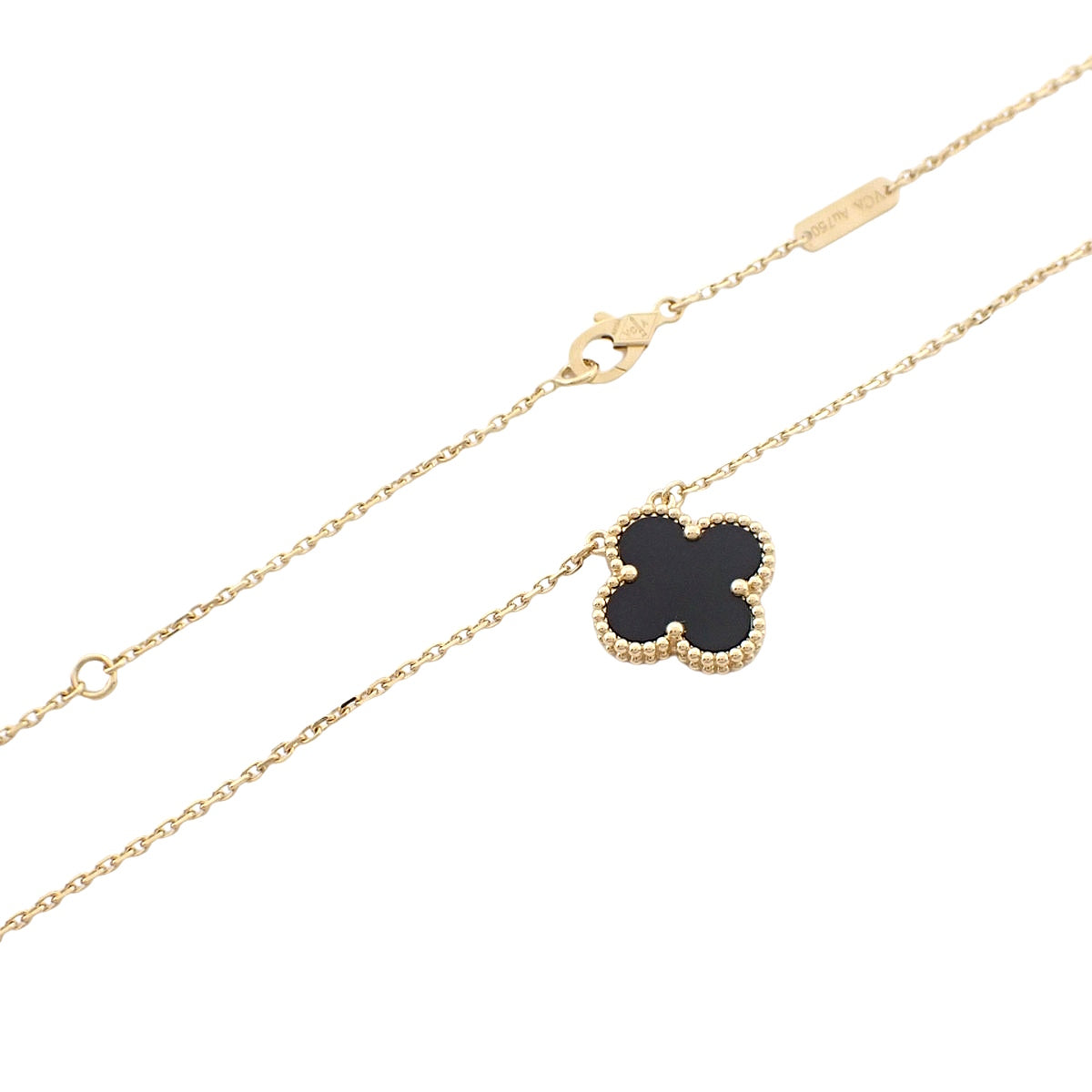 复古阿尔罕布拉吊坠，缟玛瑙和18K黄金材质，配饰，珠宝，四叶草图案